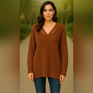 Cato Brown V-Neck Sweater